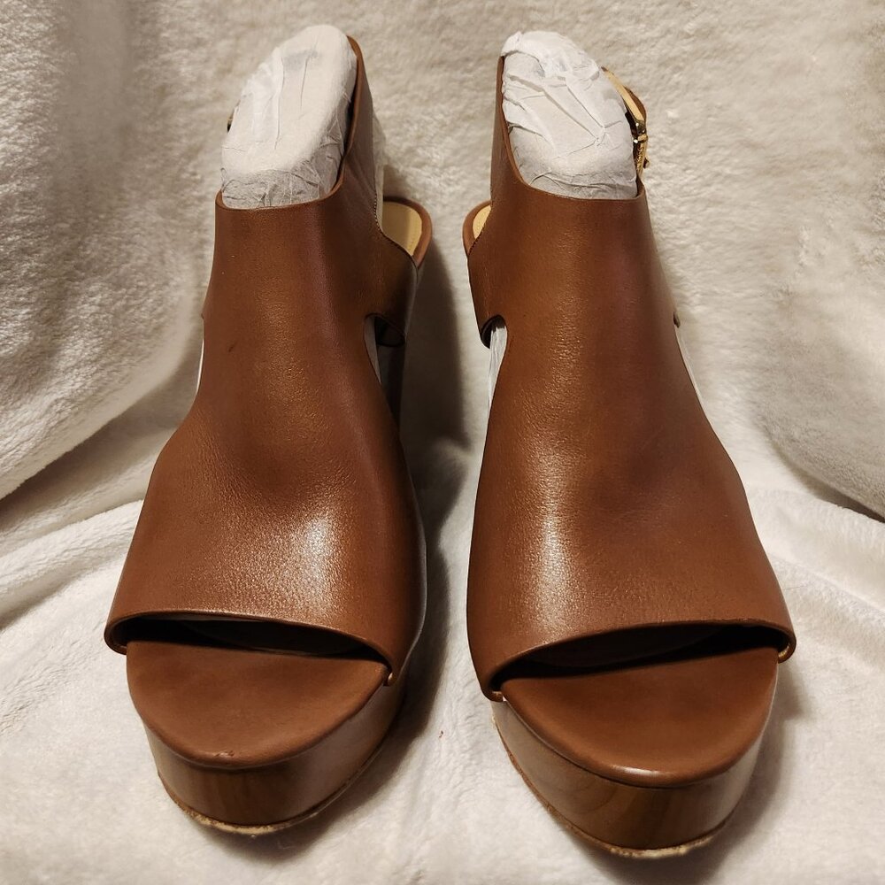 Michael Kors Brown Leather Wedge/Platform Heels